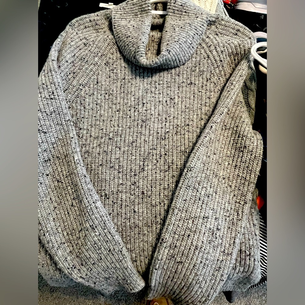 NWOT. Jcrew size small grey and black cowl neck sweater.